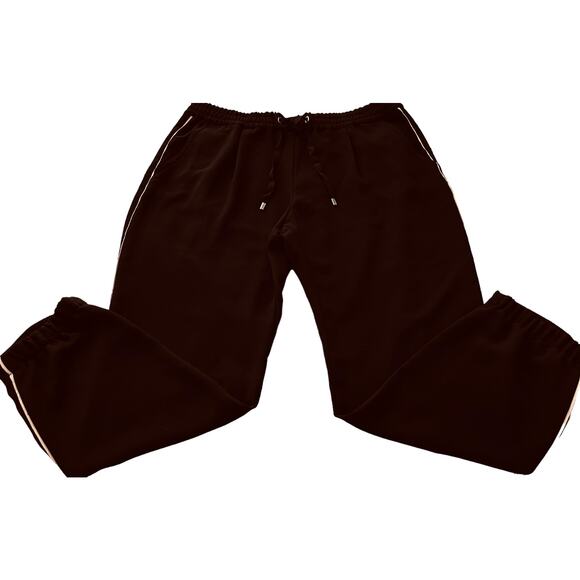 RENE LEZARD HI-RISE GYM TRACK JOG PANTS, WOMENS, M, BLACK-LT. PINK & SILVER TRIM - Picture 6 of 11